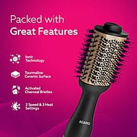 AGARO HV2179 1200 Watts Professional Volumizer Hair Dryer, 24K Gold Styling Surface