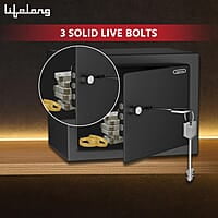 Lifelong Home Safe Locker with Key for Home, 8.6 Litre Capacity, 3 Live Bolts, 5mm Sturdy Metal Door