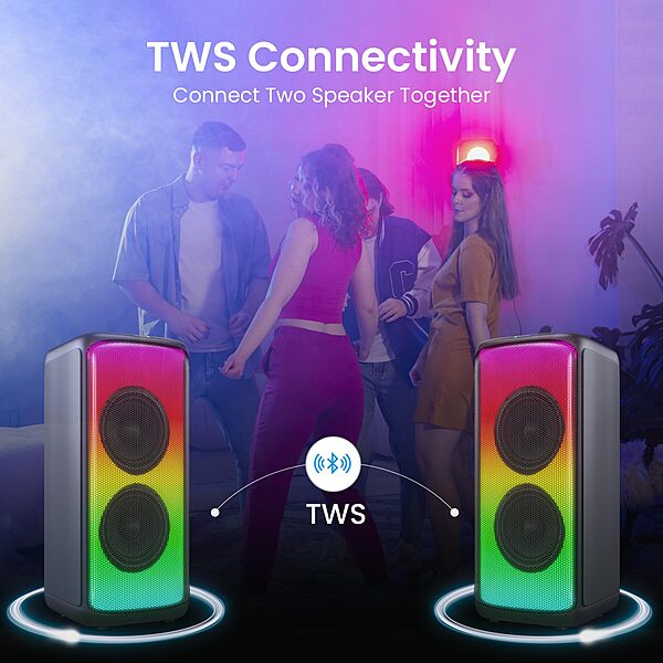 Portronics Iron Beats 250W Party Speaker | Vibrant LED Lights, Karaoke Features & Immersive Audio for Fun Gatherings
