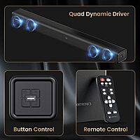 Portronics Pure Sound 107 – 200W Soundbar with Subwoofer | Immersive Audio, Sleek Design, Bluetooth & Powerful Bass for Home Entertainment