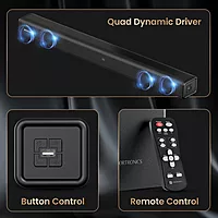 Portronics Pure Sound 107 – 200W Soundbar with Subwoofer | Immersive Audio, Sleek Design, Bluetooth & Powerful Bass for Home Entertainment