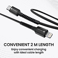 Portronics Konnect X – 27W Type-C to Lightning Cable, 2M, fast charging, durable design, compatible with iPhone, iPad, and more, perfect for quick data transfer and reliable performance.