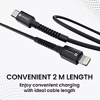 POR 2168 Konnect X C-Lightning – 27W Type-C to Lightning Braided Cable | 2M | Black | 06 Months