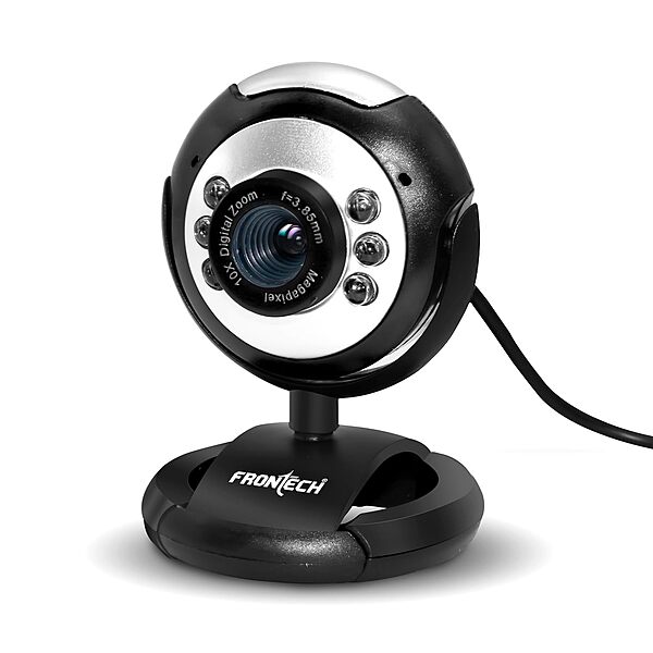 Frontech 2251 Digital Webcam – Full HD | 30 FPS | Built-in Microphone | LED Light | USB Plug & Play | Auto White Balance | Black
