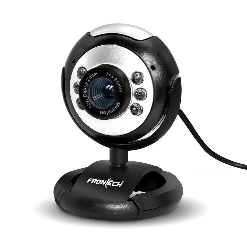 Frontech 2251 Digital Webcam – Full HD | 30 FPS | Built-in Microphone | LED Light | USB Plug & Play | Auto White Balance | Black