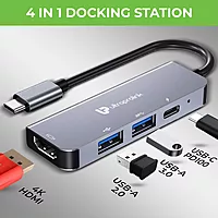 Ultraprolink UL1206 Smart Hub 4 USB-C 4 in 1 Docking Hub