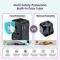 Portronics Juicemate 2 Universal Travel Adapter – Dual USB-A 12W Output | Black