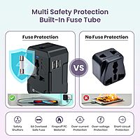 Portronics Juicemate 2 Universal Travel Adapter – Dual USB-A 12W Output | Black