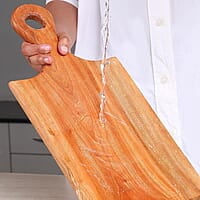 Borosil Dice Organic Neem Wood 17 mm Chopping Board | Eco Friendly, Anti-Microbial | for Chopping, Cutting, Dicing & Serving Vegetable & Fruits | Brown