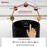 Lifelong Digital Air Fryer For Home - 2.5 Litre Airfryer With Touch Panel & 6 Pre-Set Menus-1000 W Electric Fryer