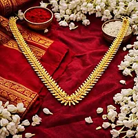 Impon Gold Plated Leaf Design Necklace for Women | Traditional Lightweight Gold Finish Chain | Elegant Daily Wear Jewelry