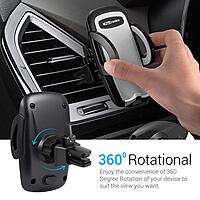 Portronics Clamp X – Car Vent Mobile Holder, 360° Rotation, Adjustable Grip, Durable Design, Easy Installation, Compatible with Most Smartphones, Ideal for Hands-Free Navigation, Black.