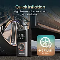 Portronics VAYU 2.0 Tyre Inflator – 6000mAh Portable | Torch |Black | 1 Year Warranty
