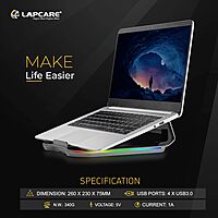 Lapcare Legend LLS-221 Aluminium Alloy RGB Laptop Stand – Tabletop Design | Ergonomic Support | Stylish Space Grey Finish