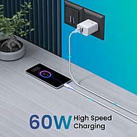 Portronics Link C Square – 60W PD Type-C Cable, 1M, fast charging, durable design, compatible with various devices, ideal for quick data transfer, tangle-free, perfect for home and office use.