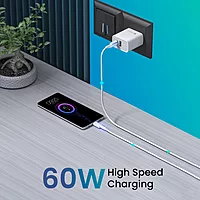 Portronics Link C Square – 60W PD Type-C Cable, 1M, fast charging, durable design, compatible with various devices, ideal for quick data transfer, tangle-free, perfect for home and office use.
