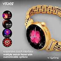 Vibez by Lifelong Ruby 1.04" AMOLED Smartwatch for Women with Metal Strap, Bluetooth Calling, 60 Hz, Voice Assistance
