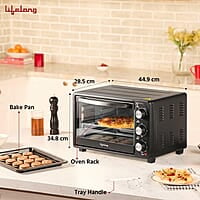 Lifelong OTG 23 Litre - Electric Oven Toaster Griller for Kitchen- 1380W, 3 Heating Mode, Temp & Time Control