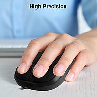 Zebronics Zeb-Comfort Wired USB Mouse, 3-Button, 1000 DPI Optical Sensor, Plug & Play, for Windows/Mac, Black