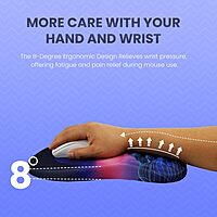 Portronics Comfipad Mouse Pad – Blue, Ergonomic with Wrist Support