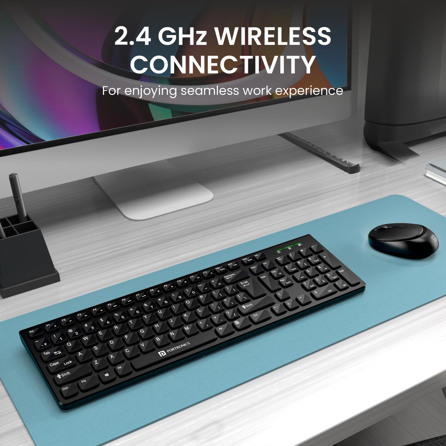 Portronics Key 7 Wireless Keyboard & Mouse Combo – Numeric Pad | Chicklet Keys | Black