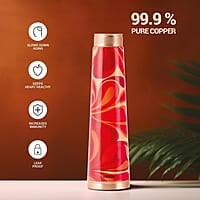 MILTON Copper Delight Design Water Bottle, 915 ml, Ethnic  Lacquer Coating, Curved bottle