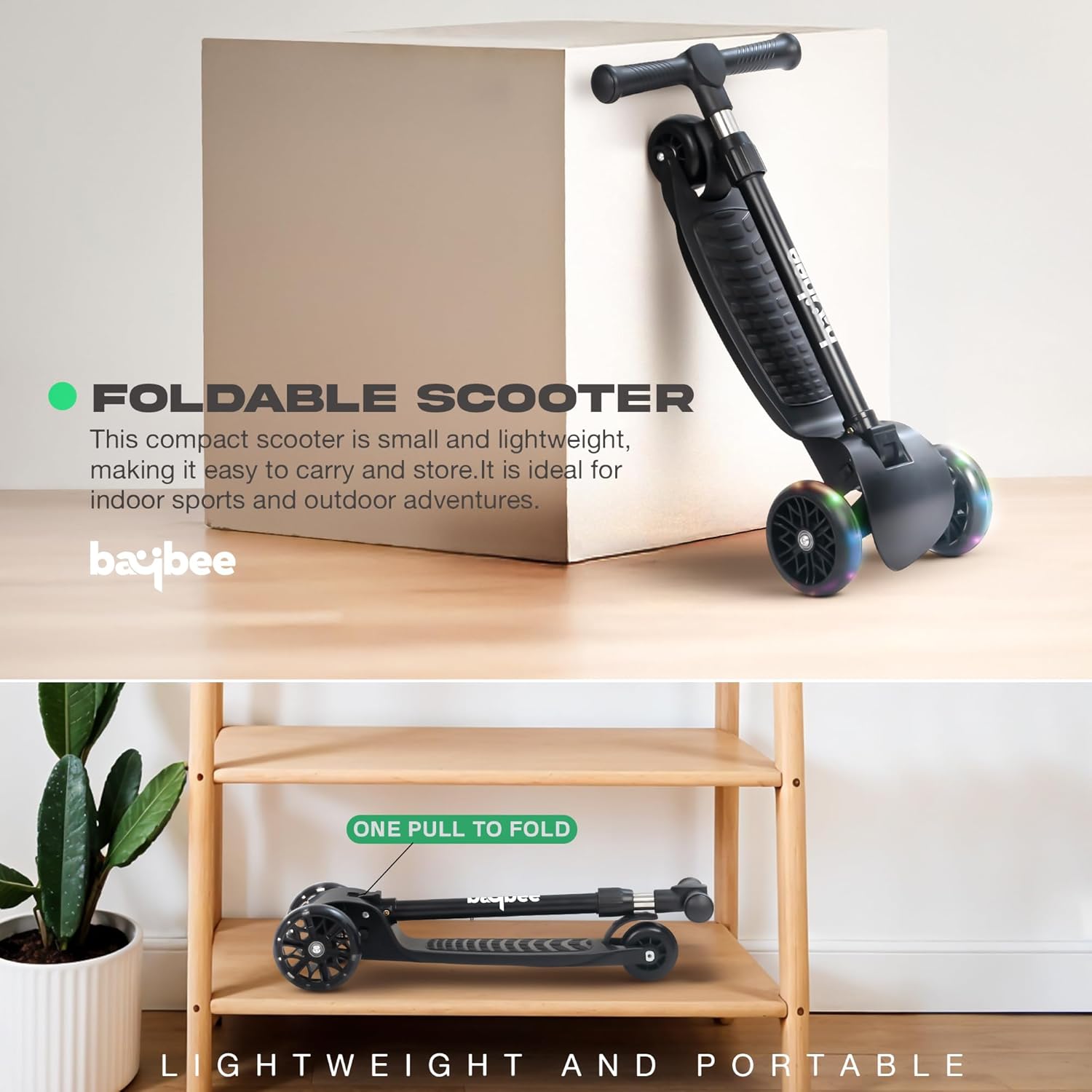 Baybee Zoomie Foldable Kick Scooter for Kids-BLACK Baybee Zoomie Foldable Kick Scooter for Kids-BLACK