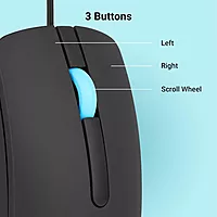 Zebronics Juggle Wired Mouse – 1200 DPI, USB, ergonomic design, smooth tracking, ideal for gaming and office use, durable build, plug and play, compatible with Windows and Mac, sleek look.