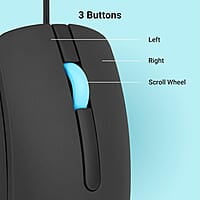 ZEBRONICS Juggle Wired Optical Mouse with 3 Buttons, High Precision, 1200 DPI, Works on Most Surfaces, USB Interface, 1m Cable Length