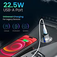 Portronics Car Power Armour 55.5W Fast Car Charger Type-C PD & USB with LED Display