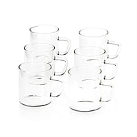 Borosil Vision 6 Pcs Tea n Coffee Borosillicate Glass 190 ml Classic Mug Set