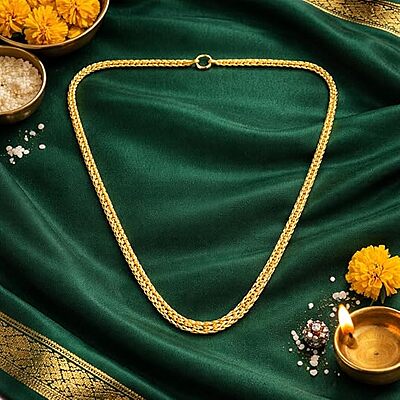 Impon Gold Plated Double Rope Chain Necklace for Men & Women | Thick Twisted Design Gold Finish Chain | Premium Daily Wear Jewelry