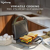 Lifelong LLSM120G Sandwich Griller, Classic Pro 750 W Sandwich Maker with 4 Slice Non-Stick Fixed Plates