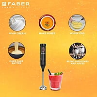 Faber Hand Blender SS Blade & Shaft, 550W Low-Noise DC Motor, ABS Plastic Body