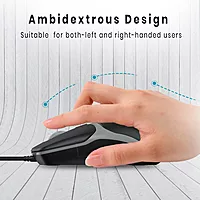 Portronics Toad 103 Wired Mouse – 1200 DPI | 4 Buttons | 1.25m USB Cable | Black | 1 Year Warranty