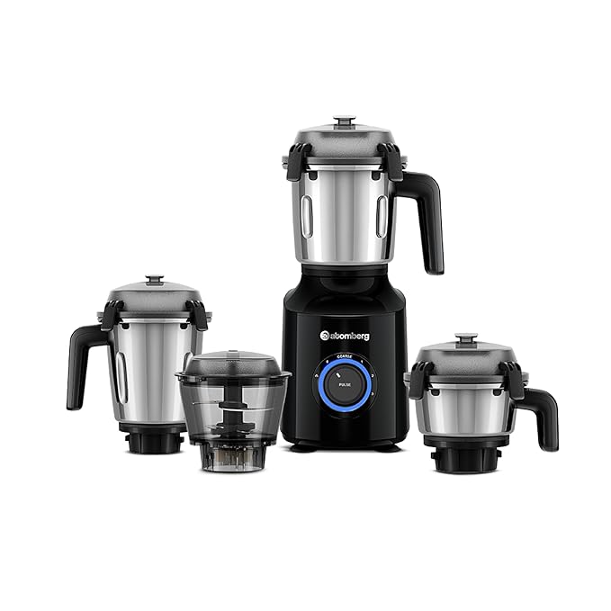 Atomberg Zenova Mixer Grinder with Unique Coarse Mode, 4 Jars including Unique Chopper Jar with Hands Free Operation (BLACK)