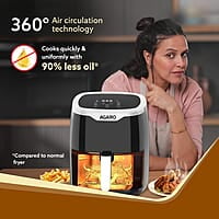 AGARO Galaxy Digital Air Fryer For Home, 4.5L, Electric Air Fryer, Convection Oven, 1400W, 7 Preset Programs & Reheat, 360 Degrees Air
