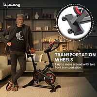 Lifelong LLESB99 Exercise Spin Fitness Bike with 6kg Flywheel Adjustable Resistance LCD Monitor & Heart Rate Sensor for Fitness at Home