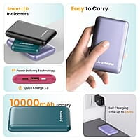 Ambrane 10000mAh Slimmest & Compact (Pocket/Bag Friendly) Powerbank, 22.5W Fast Charging, USB & Type C Output