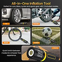 Portronics VAYU 5.0 Lite Tyre Inflator – Portable | Torch | Black | 1 Year Warranty
