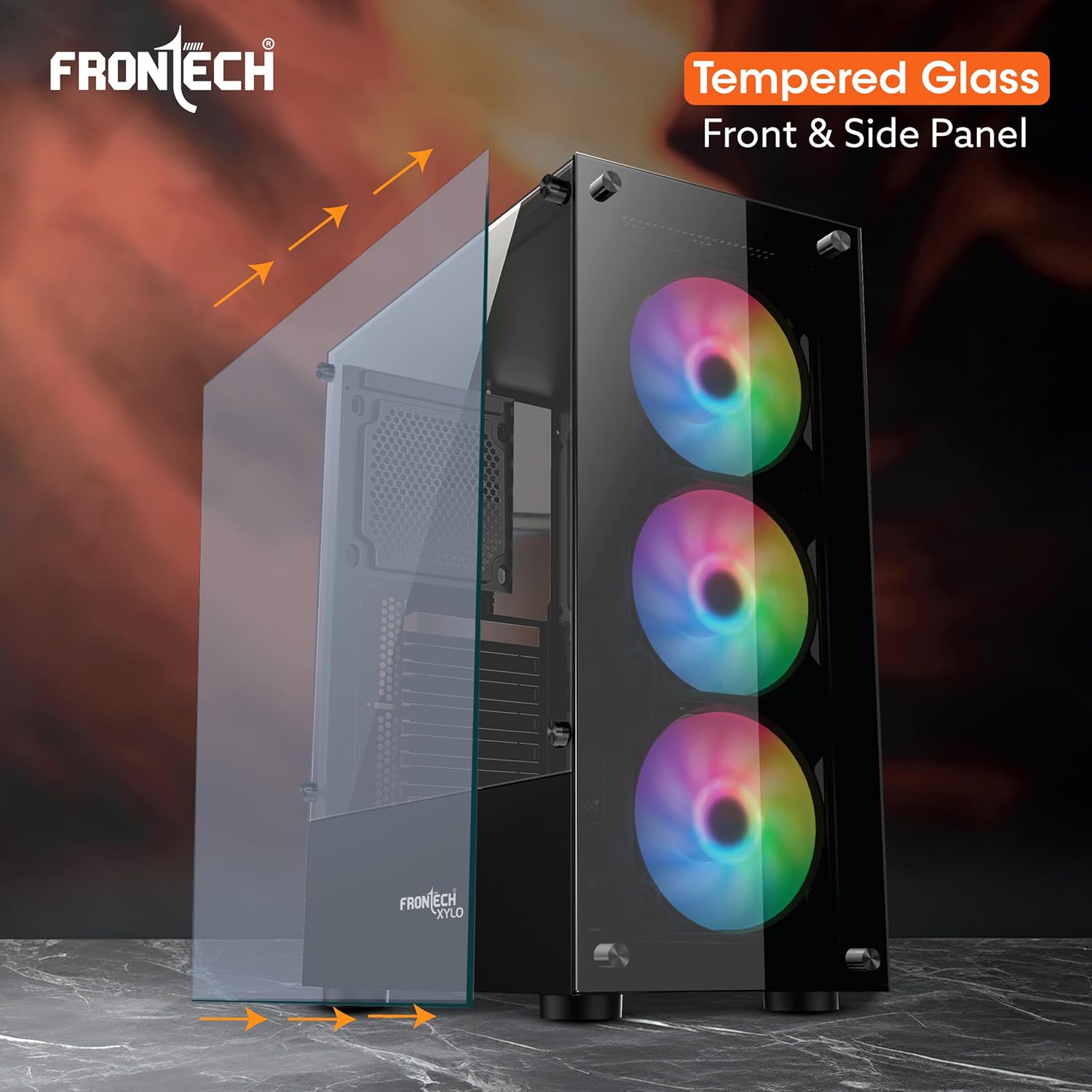 Frontech XYLO FT-4285 RGB Tempered Glass Case