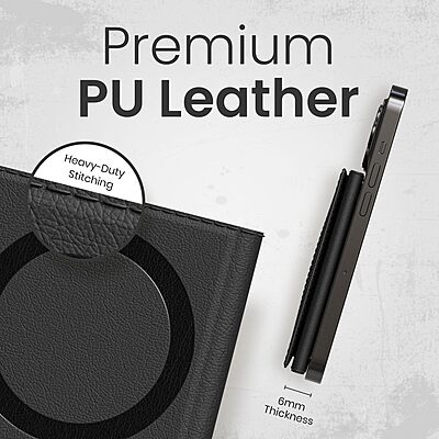 Portronics 3194 Wallet X – Magnetic 3-Fold Card Holder | Black | 6 Months Warranty