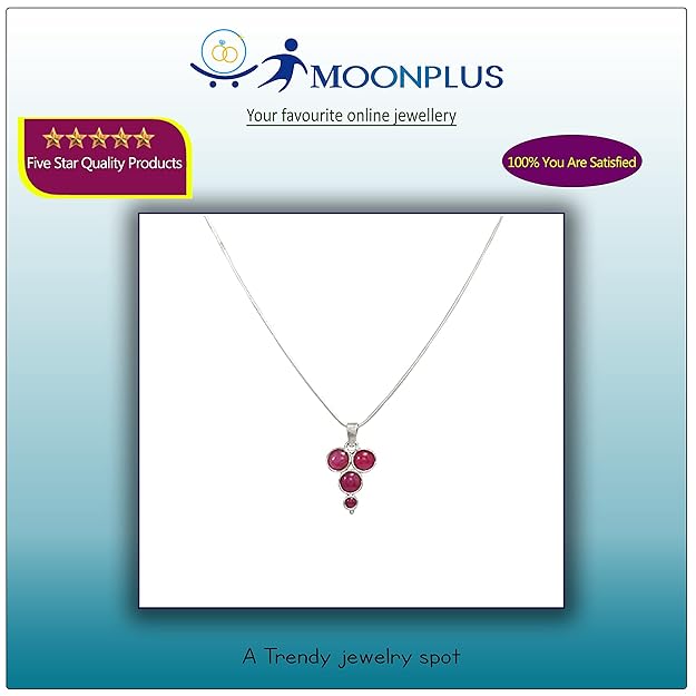 Sterling Silver Chain with Red Stone Pendent/Dollar