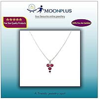 Sterling Silver Chain with Red Stone Pendent/Dollar