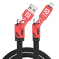 Portronics ProCharge 4 60W 4-in-1 Charging Cable – USB & Type-C to Lightning/Type-C, Braided
