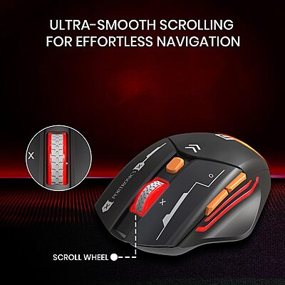 Portronics Vader Max Wireless Mouse – Dual Mode BT 5.3 & 2.4GHz | 2400 DPI | Black | 1 Year Warranty