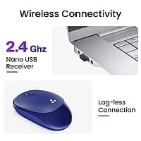Ambrane Wireless Mouse, 1600 DPI, Silent Click, 2.4GHz with USB Dongle, 10M Range, Optical Orientation, Click Wheel, Instant connectivity, Ergonomic Design for All Day Comfort
