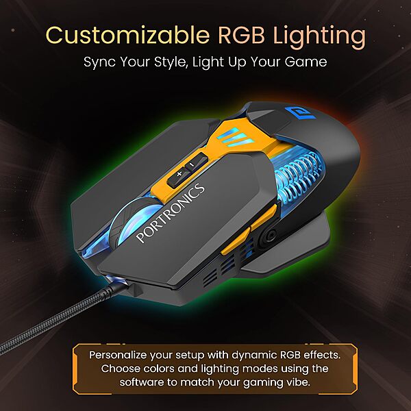 Portronics Vader 2.0 Gaming Mouse – USB Wired | Black | 1 Year Warranty