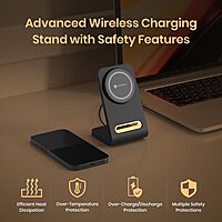 Portronics Flux 15W MagSafe Qi2 Wireless Charger – Black: Experience fast and efficient charging with this sleek, portable charger. Compatible with all Qi-enabled devices for ultimate convenience.
