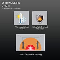 Havells OFR 9 Wave Fin with PTC 2400 Watts Fan Heater